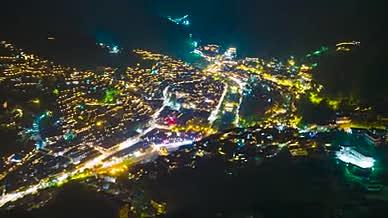 4K航拍延时西江千户苗寨夜景视频的预览图